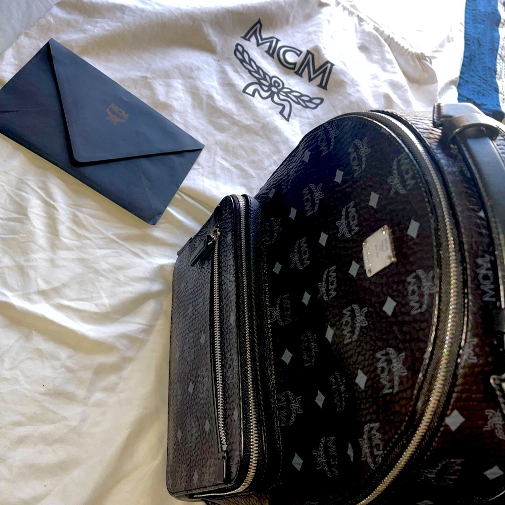MCM Backpack Large (Black) & MCM bag charm/pouch. 10